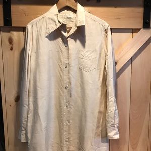 Vintage Silk Collared Button-up Dress, Cream